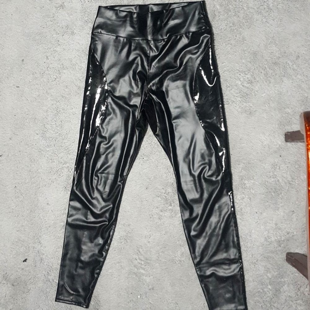 Unknown Brand, Spandex and PVC material. Size Large, Deep Black Color.